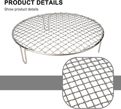 Stainless Steel BBQ Grill Grid with Legs, Round Grid Cooking Net, Even Heating for Outdoor Camping and Home Barbecue(25cm)
