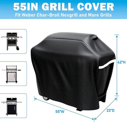 55 Inch Grill Cover-Universal BBQ Gas Cover for Outdoor Gas Grills, fit Charbroil Performance CB1250011P6 Nexgrill Grills 2-4 Burner, for Weber Spirit II 200 & 300, for Dyna-Glo Brinkmann Kenmore