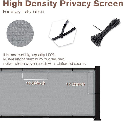 SUNNY GUARD 3.3'x19.7' Balcony Privacy Screen Fence, Apartments Railing Screen, Heavy Duty Wind Screen for Outdoor,Backyard,Patio,Deck Privacy（Light Grey）