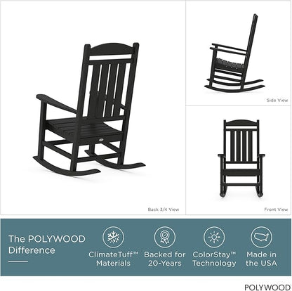POLYWOOD Presidential Rocking Chair in Black - Image 4
