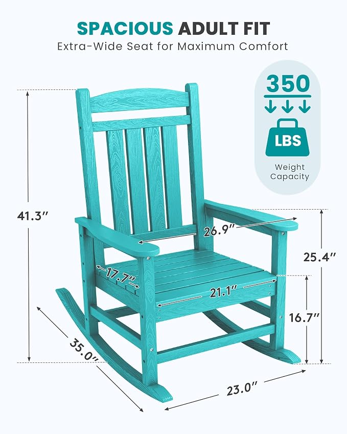 SERWALL Outdoor Rocking Chair Set of 2, Patio Rocking Chair, Aruba | HDPE - Image 3