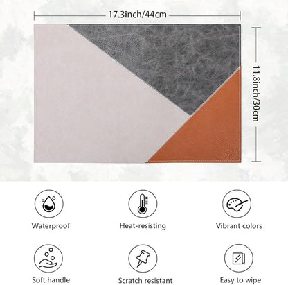 PU Placemats Set of 6 Wipeable,Geometric Pattern Faux Leather Placemat for Dining Table,Reversible Waterproof Heat Resistant Washable Anti Slip Table Mats,Modern Table Protectors