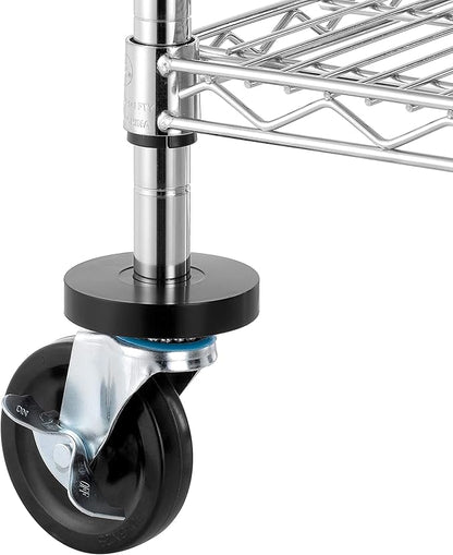 Finnhomy 2-Tier Commercial Grade Rolling Cart, Heavy Duty Utility Cart, Carts with Wheels and Handles, Kitchen Carts on Wheels, Metal Cart with 600 lbs Capacity, Shelf Size 24" D x 40" W, NSF