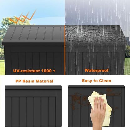 PatioZen 230 Gallon Resin Deck Box, Lockable Patio Outdoor Storage Box - Image 5
