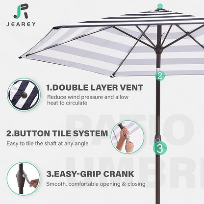 JEAREY 7.5 ft Outdoor Patio Umbrella, Table Umbrella, Tilt & Crank lift - Image 3