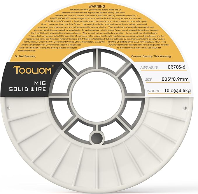 TOOLIOM ER70S-6 .035"(0.9 mm) Mild Steel MIG Solid Welding Wire on 10-Pound Spool Compatible with TL-200M Pro and TL-250M Pro