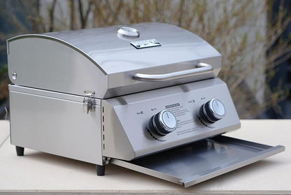 Monument Grills Tabletop Propane Gas Grill for Outdoor Portable Camping Cooking with 1 Pound Tank Adapter(2 items)