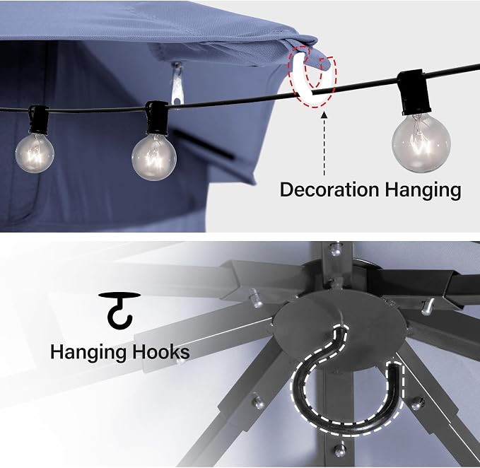 8'x8' Outdoor Gazebo, Metal Frame Heavy Duty Patio Canopy Tent Shelter - Image 4