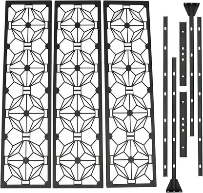 Metal Outdoor Divider 71x40'' Privacy Screens 6 Panels Privacy Fence with Stripe Pattern, Freestanding Decorative Privacy Screen for Patio Balcony Deck Garden Backyard (Model B)