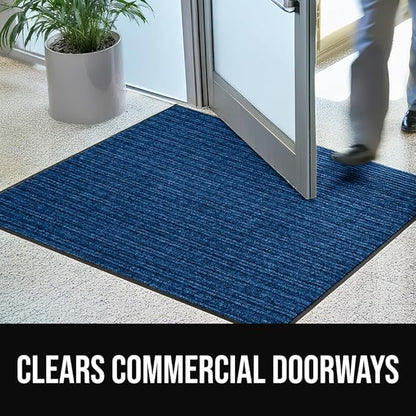 GORILLA GRIP Waterproof Traffic Guard Door Mat, 72x48, Heavy Duty Entryway Mats, Strong Rubber Back Commercial Utility Rugs for Office Hallway, Garage Floor and Home, Low Profile Carpet Runner, Blue
