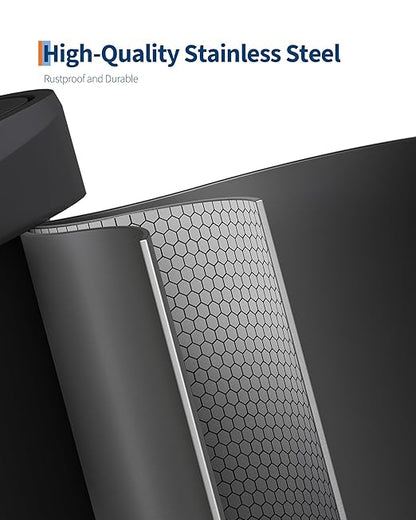 Garvee 16 gal / 60 L Metal Trash Can with Lid, Large Garbage Can for Kitchen, Rustproof Step-on Kitchen Metal Trash Bin with Liner Rim, Rear Handle, Soft Close Plastic Lid, Black
