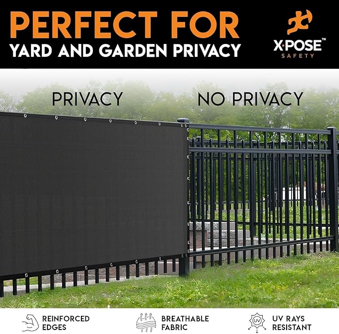 Xpose Safety Privacy Fence Screen 4’ x 50’ (36 Pack) – Heavy Duty Black Mesh with 90% Visibility Block, UV Protection – Includes Cable Ties – for Garden, Yard, Nursery, Kennel, Dog Run, Greenhouse