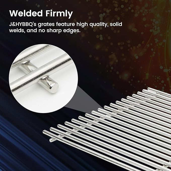 J&HYBBQ 18.75" Stainless Steel Grill Grates Replacement for Weber Genesis 300 Series Grills (2007-2016) – Heavy-Duty, Non-Stick, Easy-Clean Cooking Grates