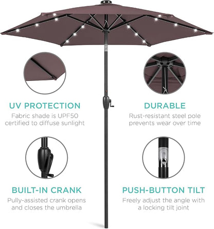 Best Choice Products 7.5ft Solar Umbrella LED Lighted Patio Umbrella, Table - Image 5