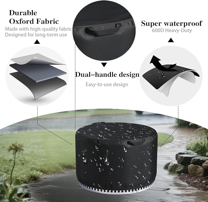 Chinchilla Round Fire Pit Cover for Solo Stove Bonfire 22 inch - Waterproof 600D Oxford Fabric Cover, Tear Resistant & All-Weather Protection for Smokeless, Gas, Table, or Bowl Fire Pits