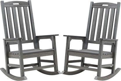 Outdoor Rocking Chairs Set of 2, Oversized Porch Rocker | Weather Resistant by PsilvamGardenFurniture