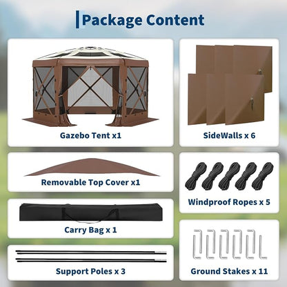 13FT Pop-Up Gazebo Tent with Mesh Netting, Removable Top & Wind Cloths | - Image 9