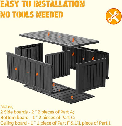NUNU LAB 220 Gallon Outdoor Storage Box Waterproof, Outside Package Delivery Deck Boxes with Lockable Lid, Backyard Storage Bin For Garden Tools, Patio Cushions, Black