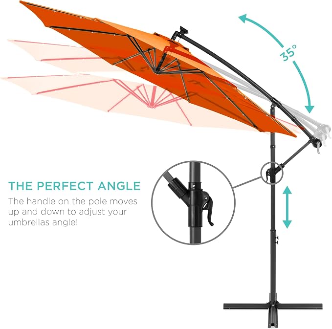 Best Choice Products 10ft Solar LED Offset Cantilever Hanging Market Patio - Image 4