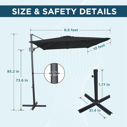 10FT Outdoor Offset Umbrella, Cantilever Patio Umbrella - Image 2