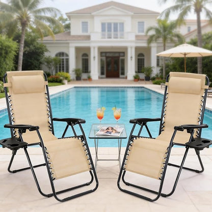 NEWBULIG Zero Gravity Chairs Set of 2, Folding Lounge Recliner Chair | Portable - Image 8