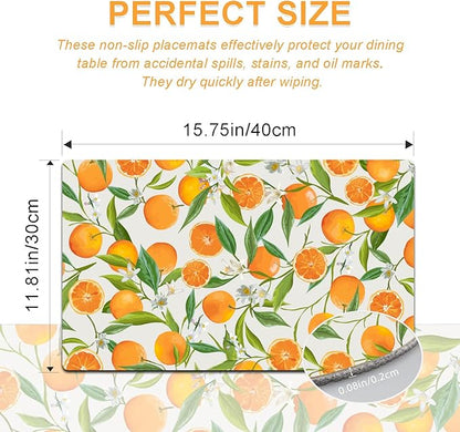 Placemats Set of 4 - Faux Leather Heat Resistant Placemats for Dinner Table, Non-Slip Waterproof Oil-Proof Washable Reusable Placemat for Indoor Outdoor Kitchen Decor, 15.75In*11.81In