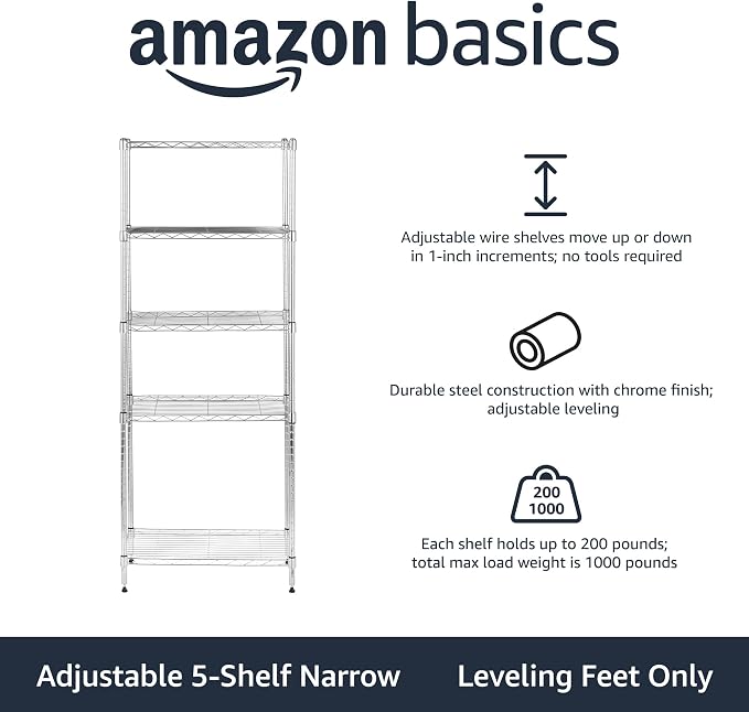 Amazon Basics 5-Shelf Adjustable Storage Shelving Unit - Image 4