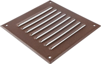 Square Ventilation Grille / 5" x 5" Inch Inside Measurement/Brown Metal Air Vent Louver - Inside/Outside use / 6.5" x 6.5" Inch Outer Measurement
