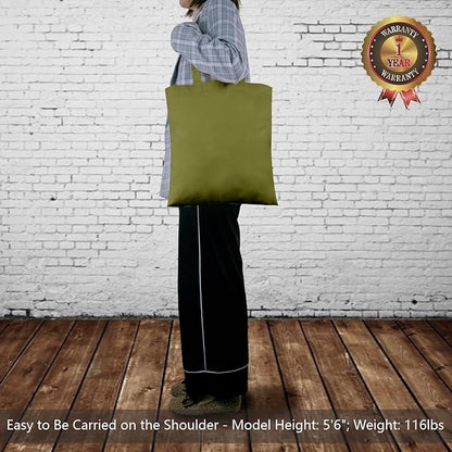 TOPDesign 24-Pack Economical 16"x15" Olive Green Cotton Tote Bags, Lightweight Medium Reusable Grocery Shopping Cloth Bags, Suitable for DIY, Advertising, Promotion, Gift, Activity
