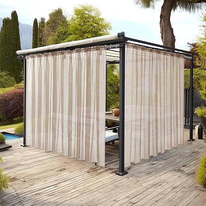 MIULEE Beige Waterproof Outdoor Sheer Curtains - Image 2