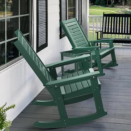 GREENVINES Oversized Outdoor Rocking Chairs Set of 2, HDPE Rocker, Forest | - Image 5