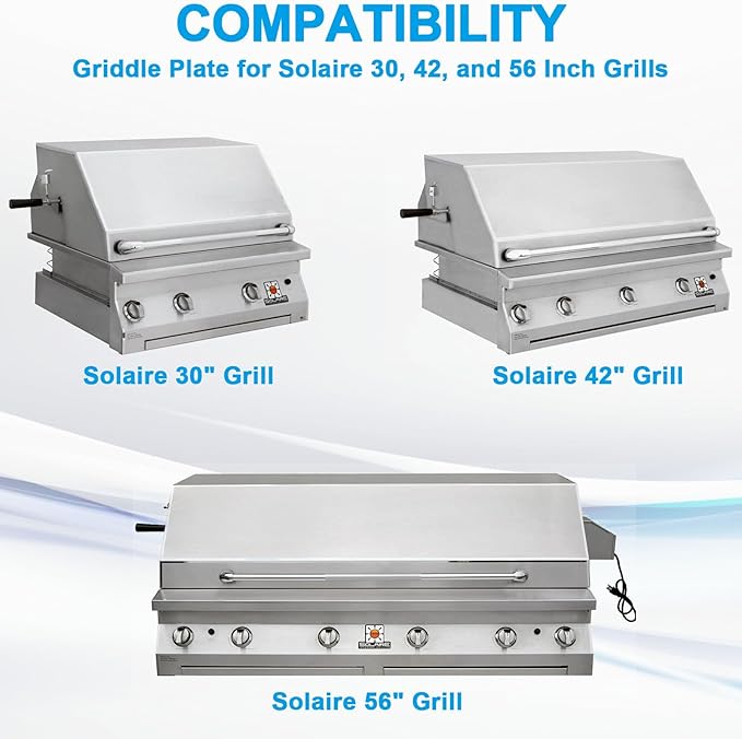 Half Size Griddle Plate for Solaire 30 42 and 56 Inch Grills Stainless Steel Griddle Inserts Replacement Parts Flat Top Griddle for Solaire Grill