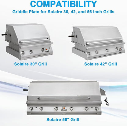 Half Size Griddle Plate for Solaire 30 42 and 56 Inch Grills Stainless Steel Griddle Inserts Replacement Parts Flat Top Griddle for Solaire Grill