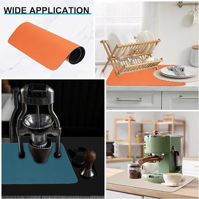 uxcell Silicone Mats for Kitchen Counter, 15.7" x 11.8" Non-Slip Countertop Protector Mat Heat Resistant Coffee Mat Waterproof Table Placemat, Orange