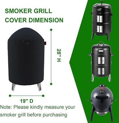 Outdoor Round Vertical Smoker Cover Fits Big Horn Outdoors 16",Outvita 17" & 18.5",VIVOHOME,Char-Griller AKORN Jr Smoker Model E86714, Outsunny susici GRILIFE ect Most 16" Smoker (19" D x 28" H)