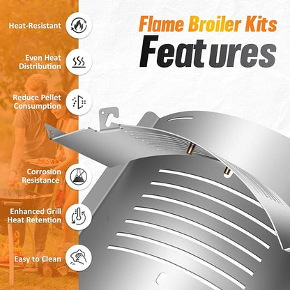 PB1230 Flame Broiler, PB1230 Replacement Parts for Pit Boss 1230 Pellet/Gas Combo Grill, Compatible with PB1230CC, PB600PS1, PB1100PSC1/PSC2/PSC3, PB550G, Grill Replacement Parts for Pellet Smoker