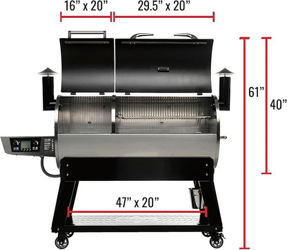 recteq DualFire 1200 Wood Pellet Smoker Grill, Wi-Fi Electric Pellet Grills, Dual Chambers for Hot and Fast + Low and Slow Cooking, DualFire 1200 + Grilling Essentials Bundle