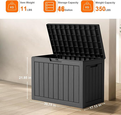 46 Gallon Outdoor Deck Box, Resin Waterproof Storage Box - Image 5