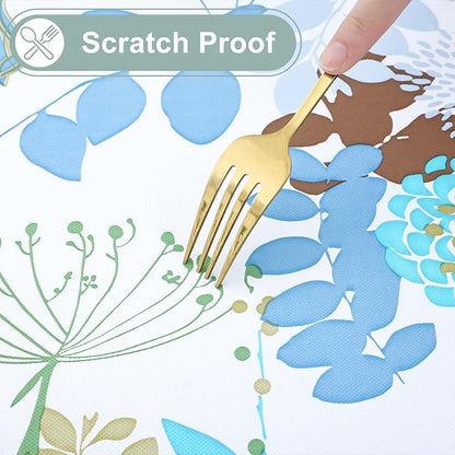 misaya Rectangle Waterproof Vinyl Table Cloth, Wipeable Tablecloth with Flannel Backing, Plastic Table Cover for Dinner, Picnic, Indoor and Outdoor (Leaves, 60" x 120")