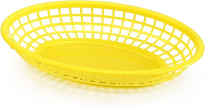 New Star Foodservice Fast Food Baskets, 9.25" x 6", Oval (Yellow, Three Dozen)
