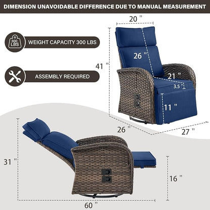 Swivel Outdoor Recliner Chair Set of 2 - Image 3