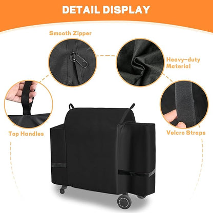 Outdoor 600D Heavy Duty Grill Cover for Traeger Ironwood 885 Series,Full-Length ironwood 885 Grill Cover Accessory Waterproof Pellet Cover for traeger grill cover ironwood 885 Accessories BAC513,Black