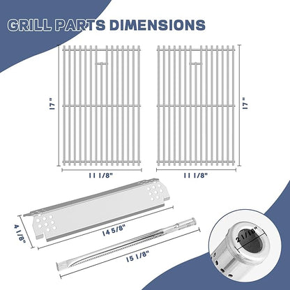 Grill Parts for Nexgrill replacement parts 4 Burner 720-0925 720-0925PG, Stainless Cooking Grate,Heat Shield and Burner Kit for Nexgrill 720-0925P Replacement Parts for Nexgrill 4 Burner Gas Grill