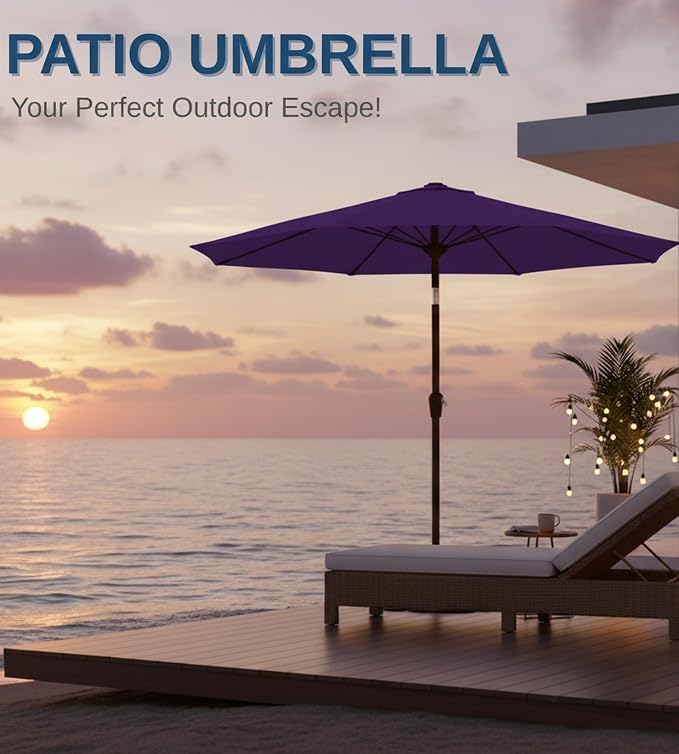 9FT Auto-Tilt Patio Umbrella|Outdoor Market Table Umbrella - Image 8