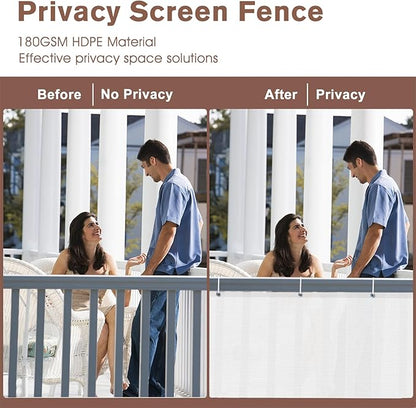 SUNNY GUARD 3FTx16FT White Balcony Privacy Screen Fence, Apartments Railing Heavy Duty Wind Screen for Outdoor, Deck，Backyard,Patio Privacy（We Make Custom Sizes）