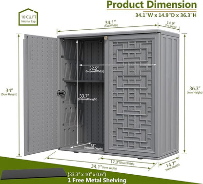 ZZM HDPE Outdoor Storage Shed, Outdoor Plastic Storage Cabinet, Horizontal - Image 3
