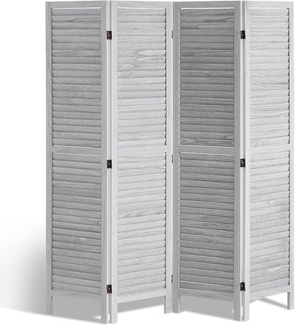VEVOR Wood Room Divider, 4 Panel Folding Privacy Screen, 66.9 Inches Tall Indoor Wooden Partition, Portable Decoration Screen, for Room Separation, Home, Office, Restaurant & Bedroom (Light Grey)