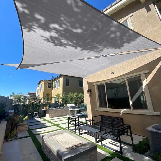Sun Shade Sail 6'x8'x10' Light Grey Triangle Custom Size | 95% UV Block by SUNLAX