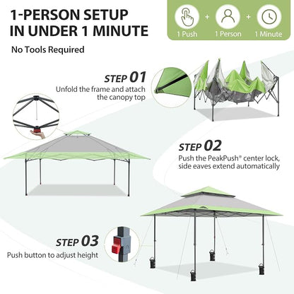 EAGLE PEAK 13x13 Pop Up Canopy Tent, Auto Extended Eaves, Heavy Duty Outdoor - Image 7