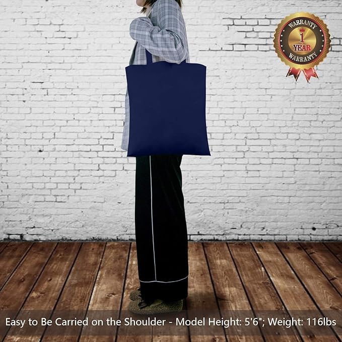TOPDesign 24-Pack Economical 16"x15" Navy Blue Cotton Tote Bag, Lightweight Medium Reusable Grocery Shopping Cloth Bags, Suitable for DIY, Advertising, Promotion, Gift, Activity